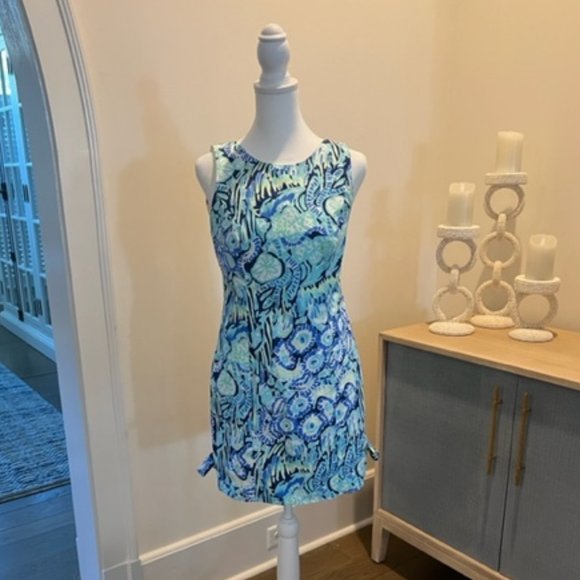 Lilly Pulitzer Delia shift dress size 0 blue green - Picture 1 of 11